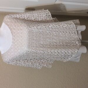 Brody Myles Women's Cream Lace Lined Short Sleeve Shawl Shirt Size L